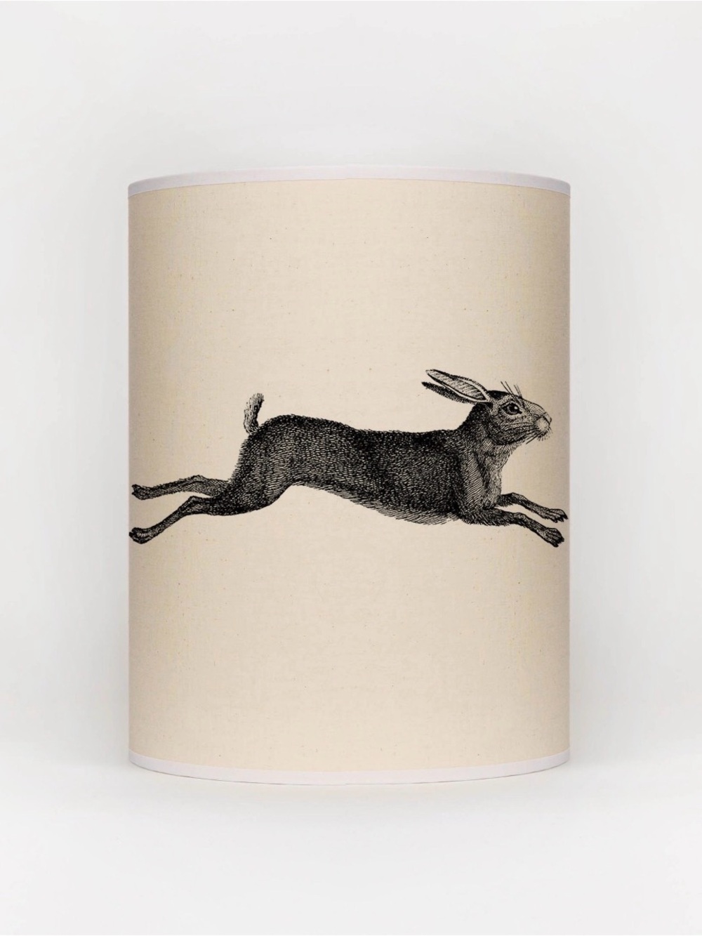 Leaping Hare Cylinder Fabric Lamp Shade in Cream and Black